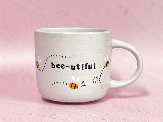 Hand-Painted Stoneware Mug - "Bee-utiful" Bee