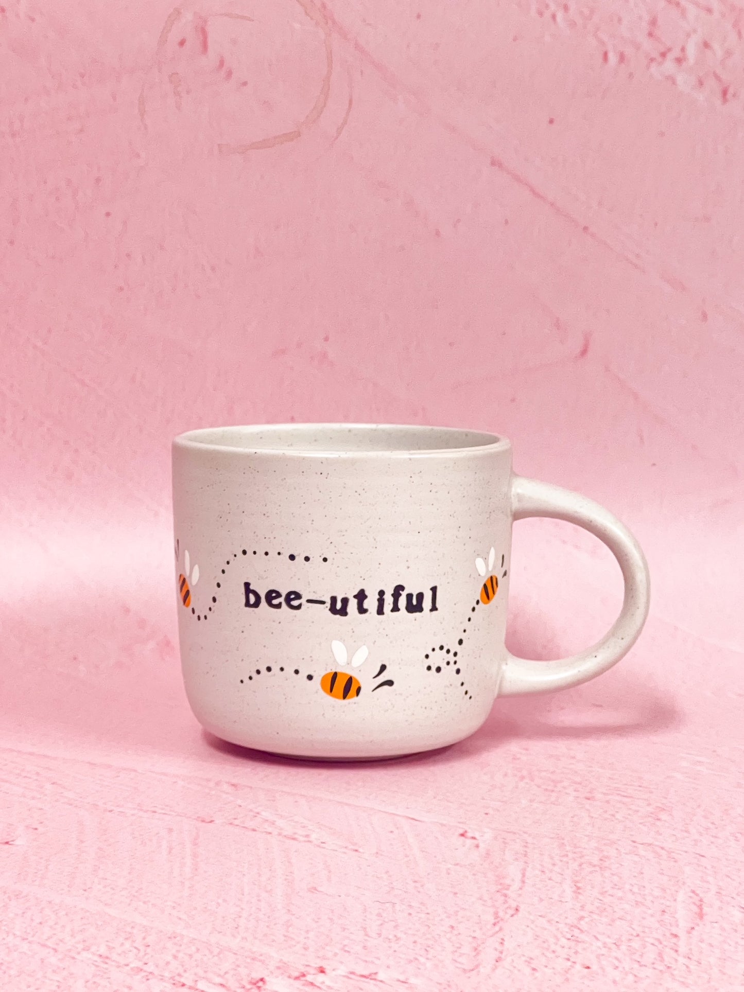 Hand-Painted Stoneware Mug - "Bee-utiful" Bee