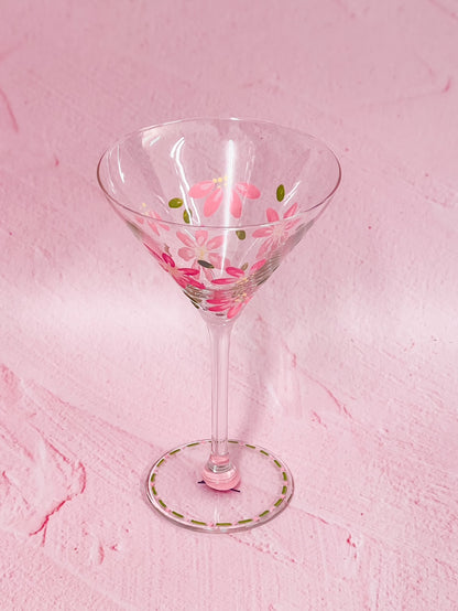 Hand-painted Martini Glass - Blossom Petal (Upcycled Glass) | Personalise Me!