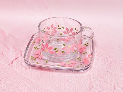 Hand-painted Square Teacup + Saucer | Blossom Petal