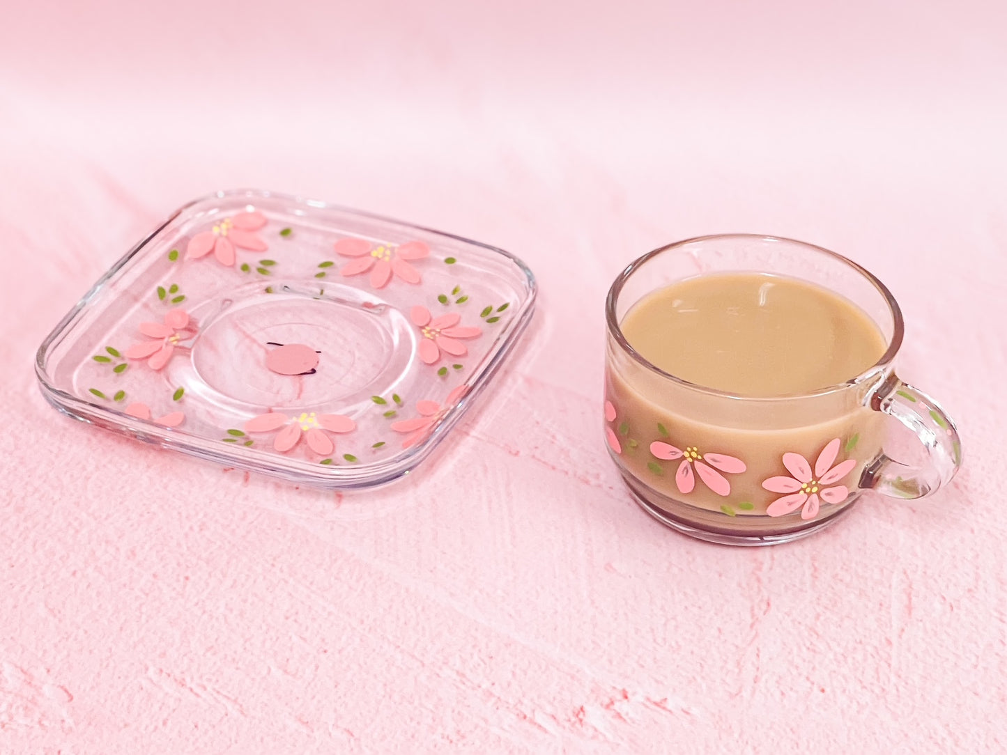 Hand-painted Square Teacup + Saucer | Blossom Petal