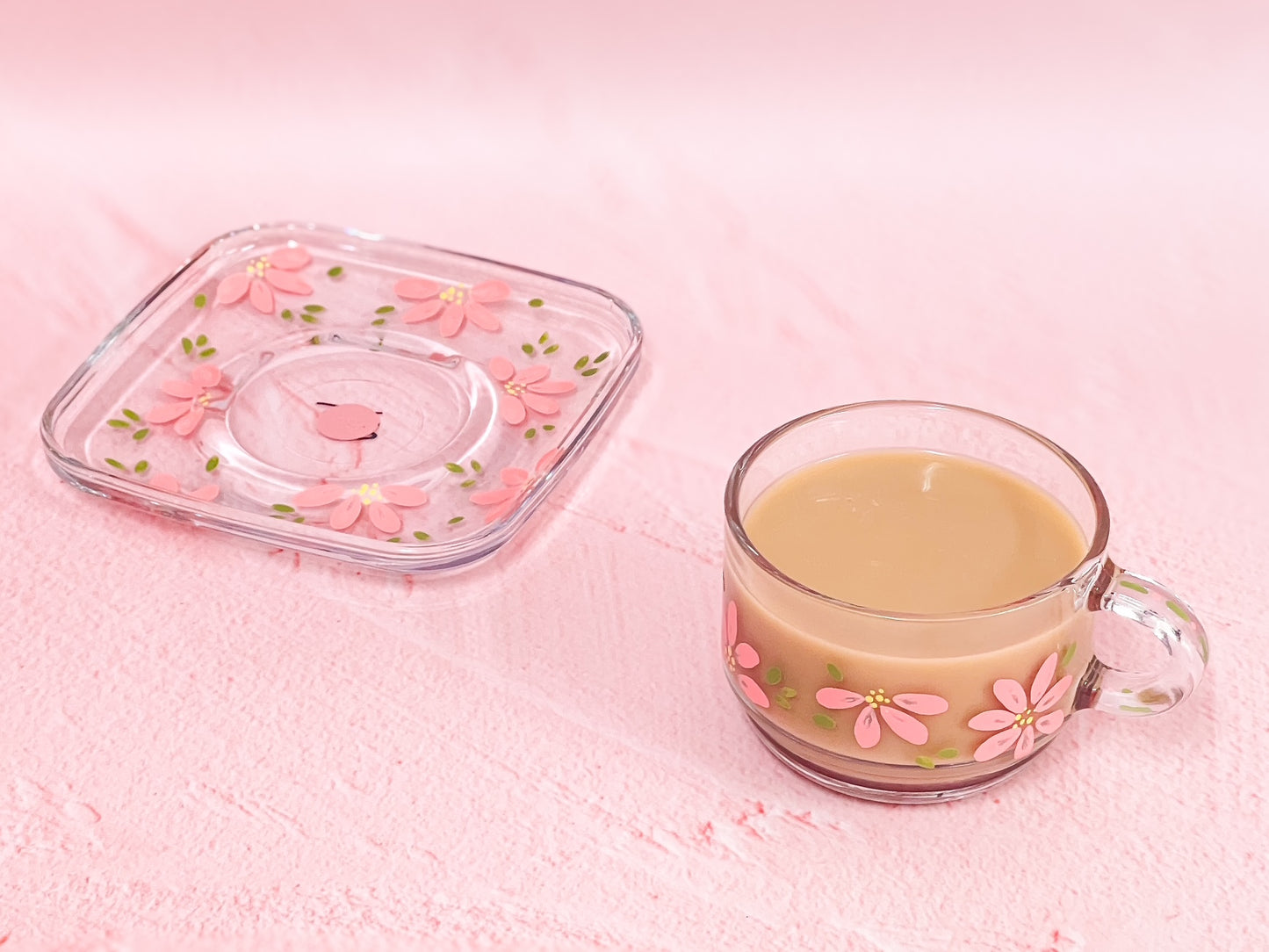 Hand-painted Square Teacup + Saucer | Blossom Petal