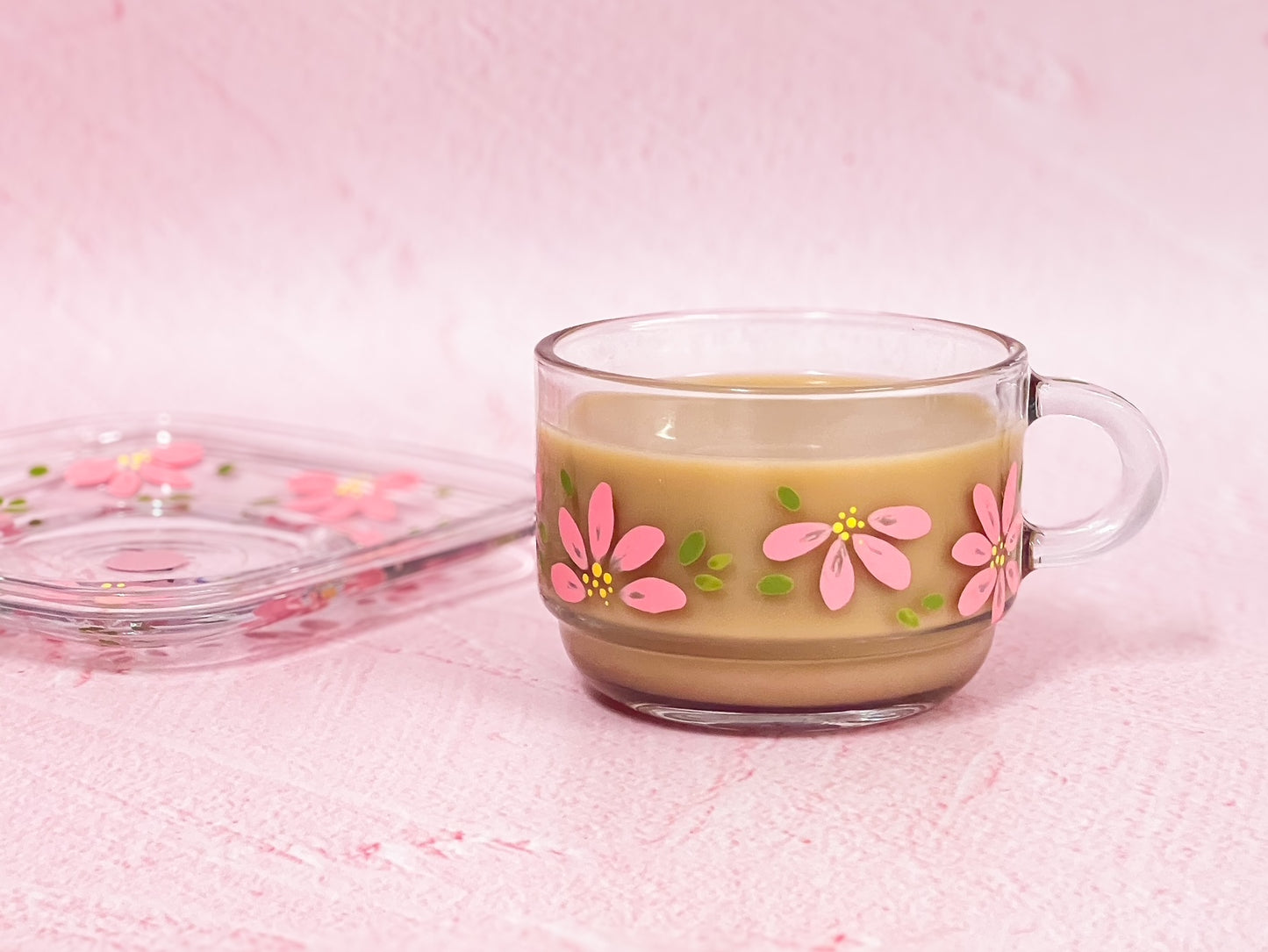 Hand-painted Square Teacup + Saucer | Blossom Petal