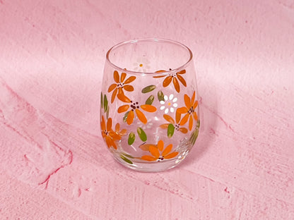 Hand-painted Stemless Glass - Blossom Tangerine | Personalise Me!