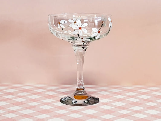 Hand-painted Coupe Glass - Daisie