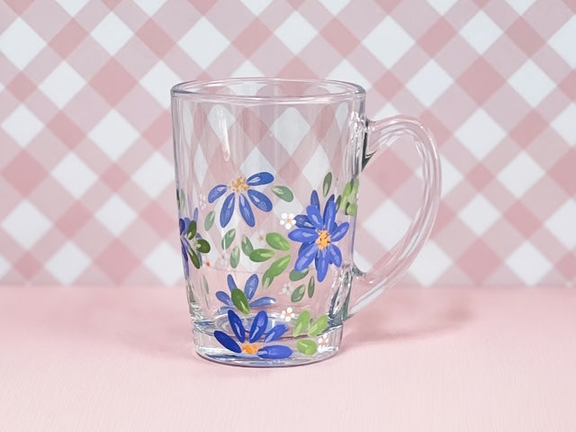 Hand-Painted Coffee Mug - Blossom Cornflower Blue | Personalise Me!