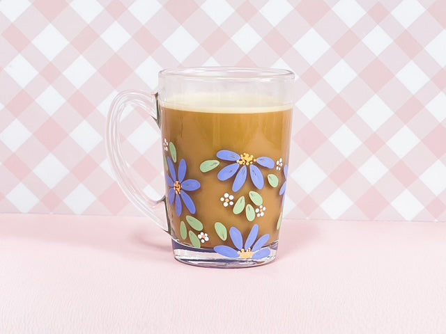Hand-Painted Coffee Mug - Blossom Cornflower Blue | Personalise Me!