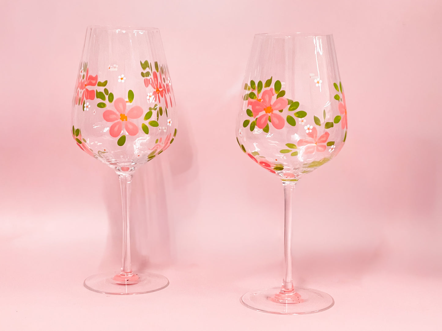 Hand-painted Ripple Wine Glass - Blossom Peach | Personalise Me!