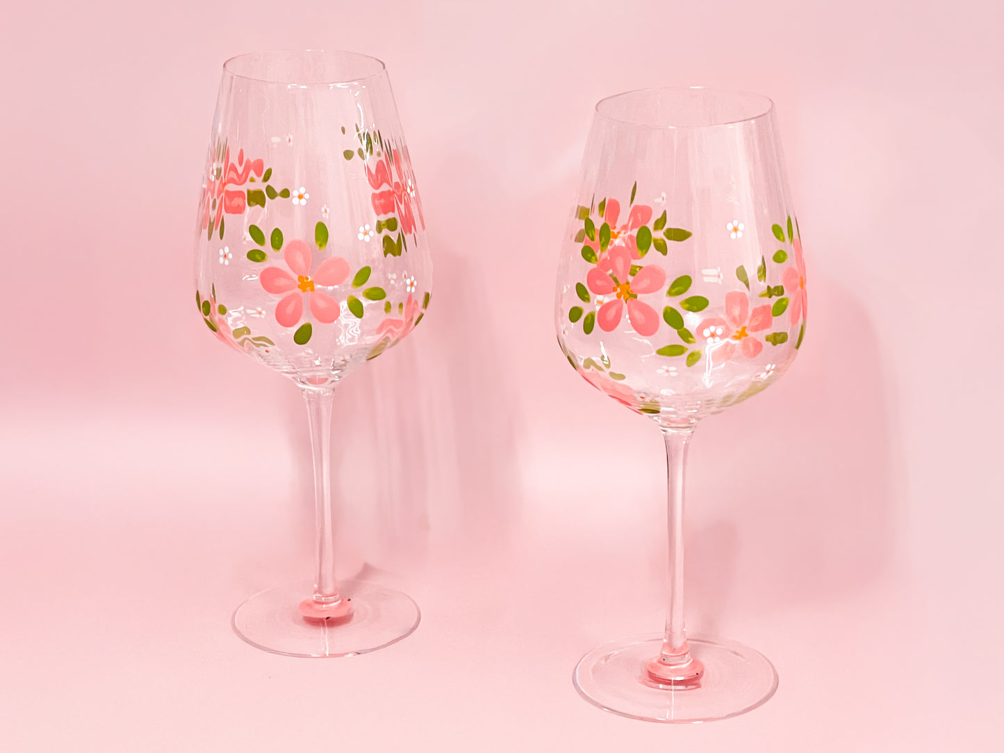 Hand-painted Ripple Wine Glass - Blossom Peach | Personalise Me!