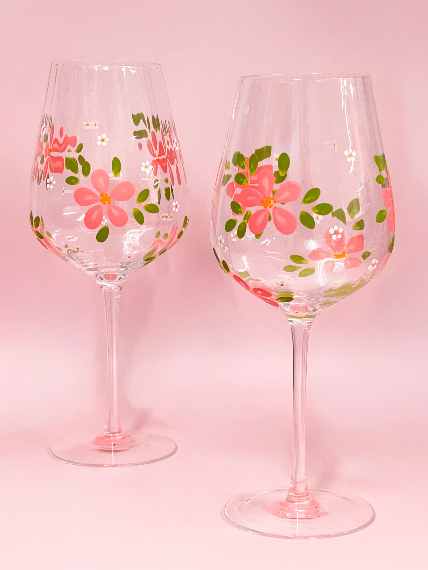 Hand-painted Ripple Wine Glass - Blossom Peach | Personalise Me!