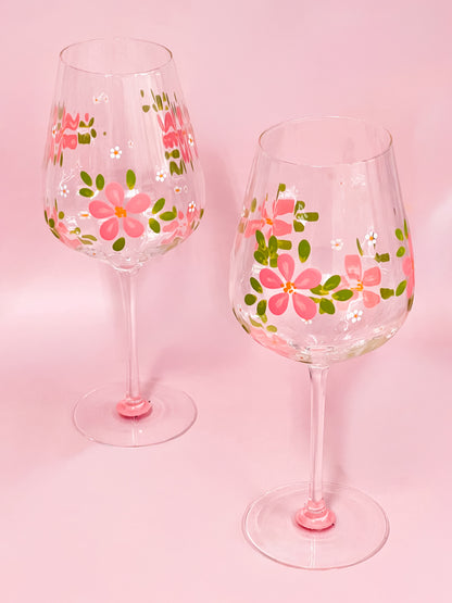 Hand-painted Ripple Wine Glass - Blossom Peach | Personalise Me!