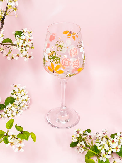 Hand-painted Wine Glass - Karly