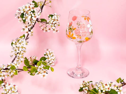 Hand-painted Wine Glass - Karly