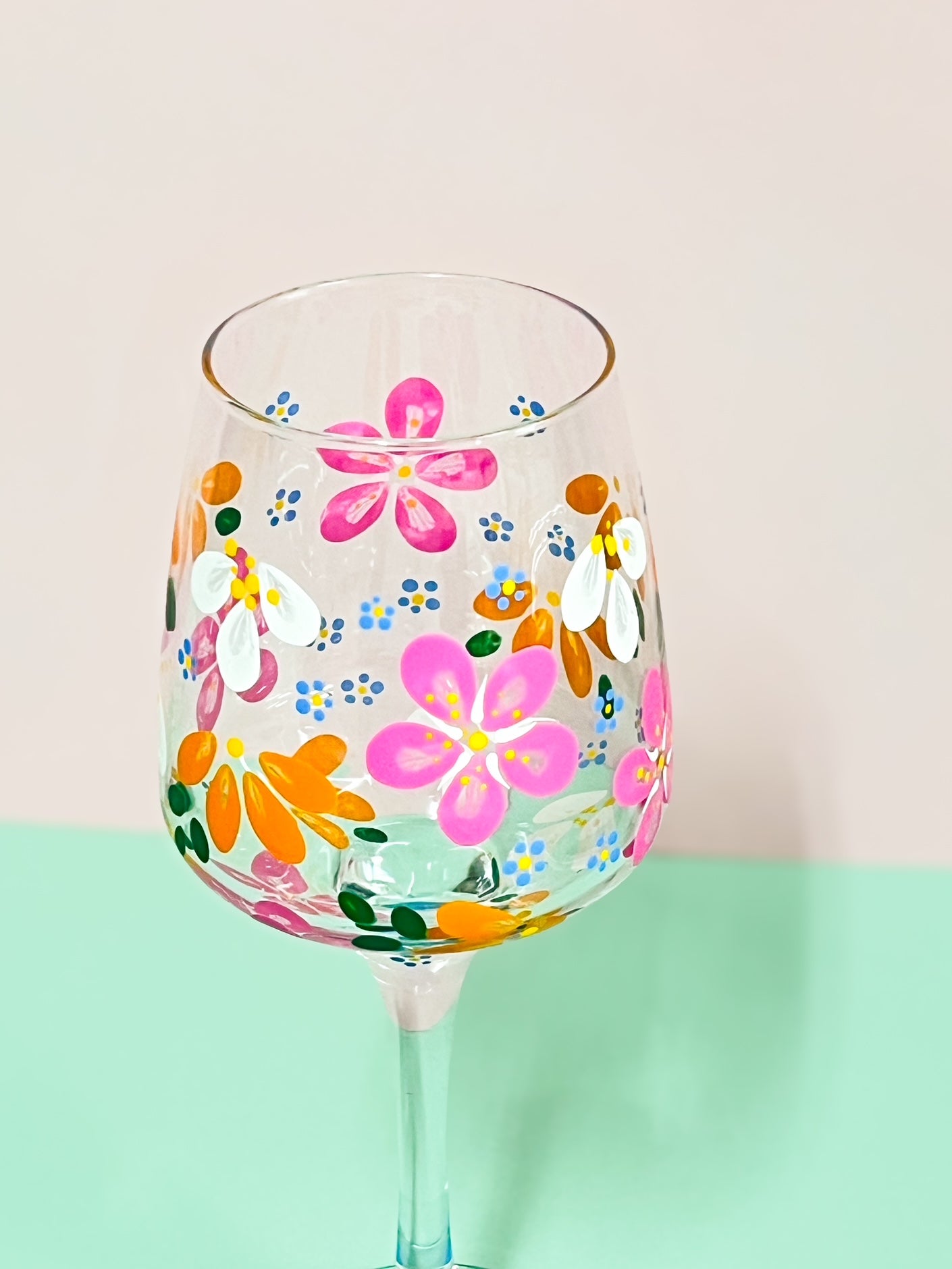 Hand-painted Wine Glass - Summertime