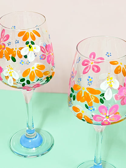 Hand-painted Wine Glass - Summertime