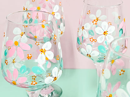 Hand-painted Wine Glass - Ariel