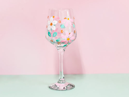 Hand-painted Wine Glass - Ariel