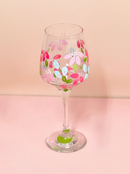 Hand-painted Wine Glass - Azure