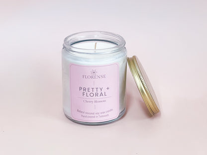 Mason Jar Candle - Clear | Pretty + Floral - Cherry Blossom