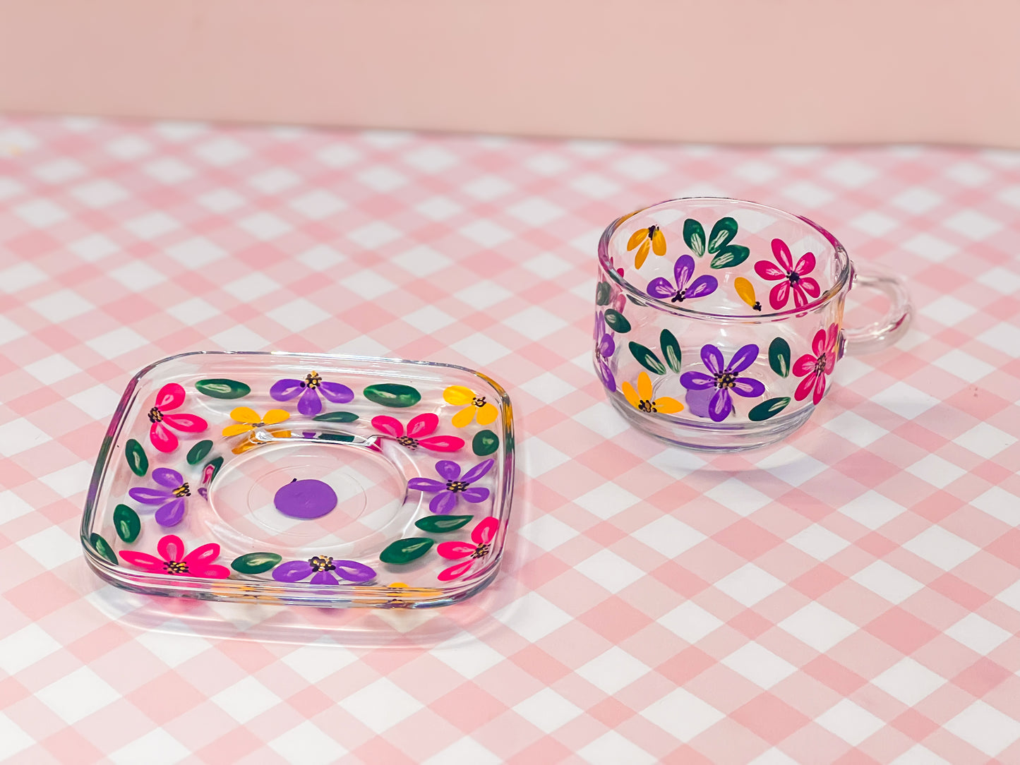 Hand-painted Square Teacup + Saucer | Taylor