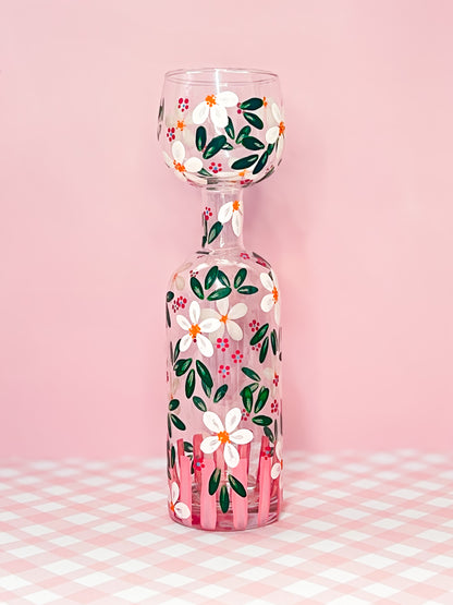 Hand-painted Wine Bottle Glass - Gigi (Upcycled)