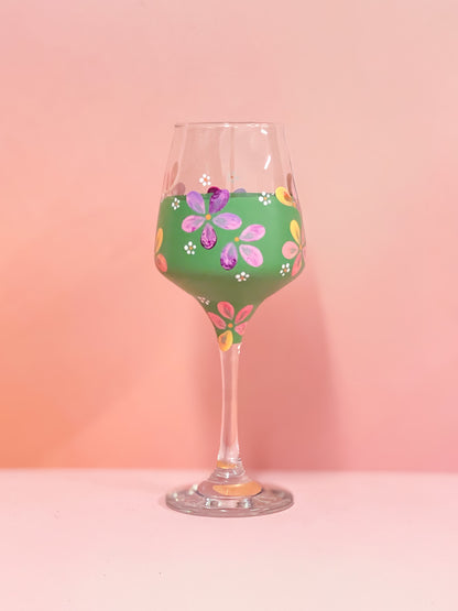 Hand-painted Wine Glass - Jade