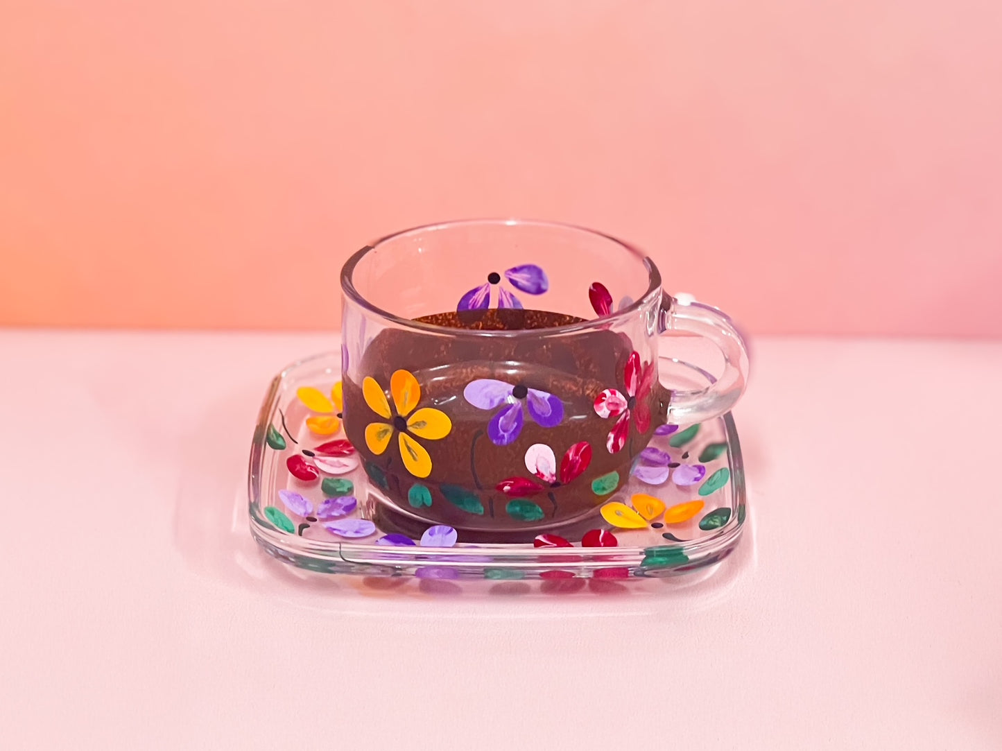 Hand-painted Square Teacup + Saucer | Betty