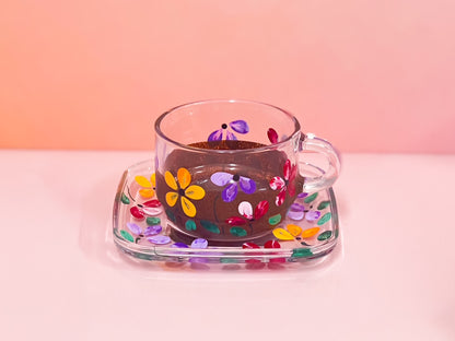 Hand-painted Square Teacup + Saucer | Betty