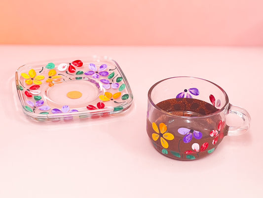 Hand-painted Square Teacup + Saucer | Betty