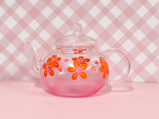 Hand-painted Teapot | Orange Floral
