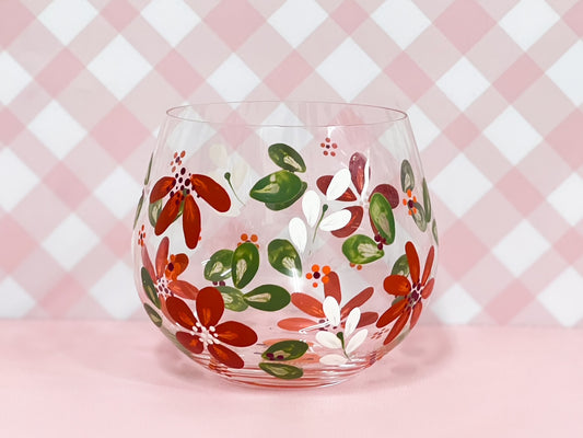 Hand-painted Stemless Bowl Glass (upcycled) | Autumn