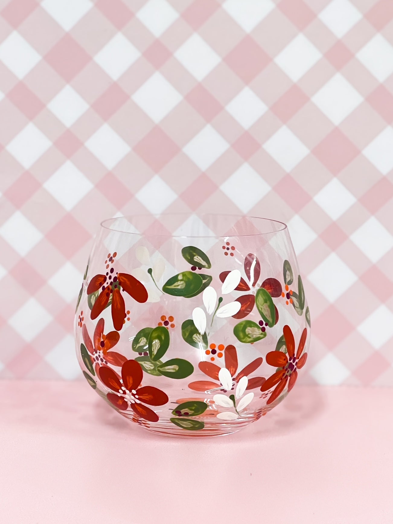 Hand-painted Stemless Bowl Glass (upcycled) | Autumn