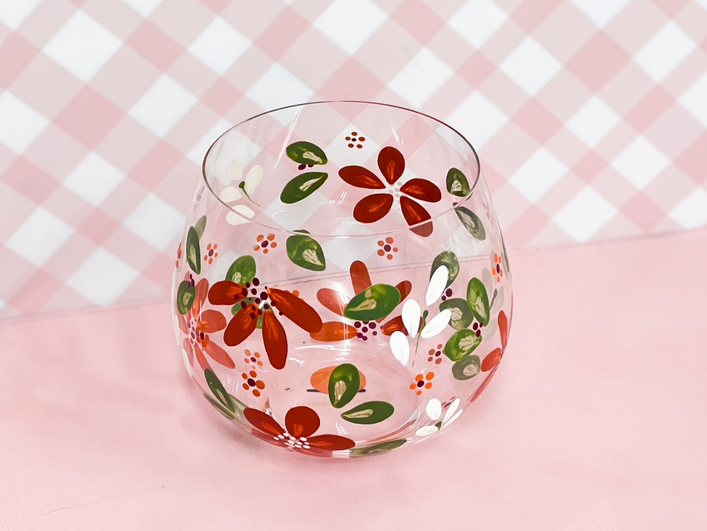 Hand-painted Stemless Bowl Glass (upcycled) | Autumn