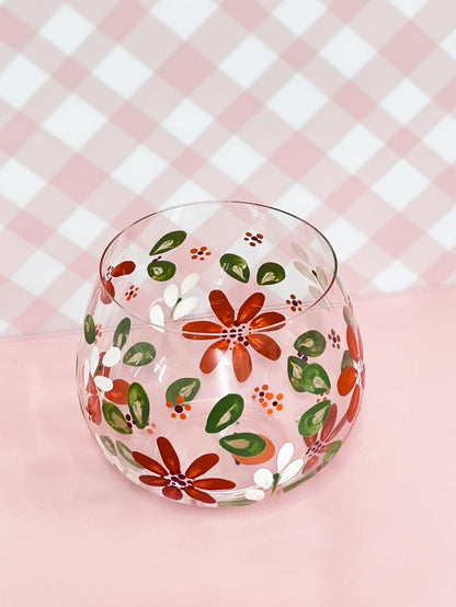 Hand-painted Stemless Bowl Glass (upcycled) | Autumn