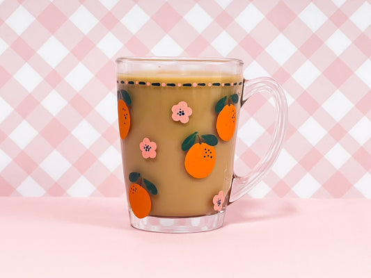 Hand-painted Coffee Mug | Glass | Citrus Bloom