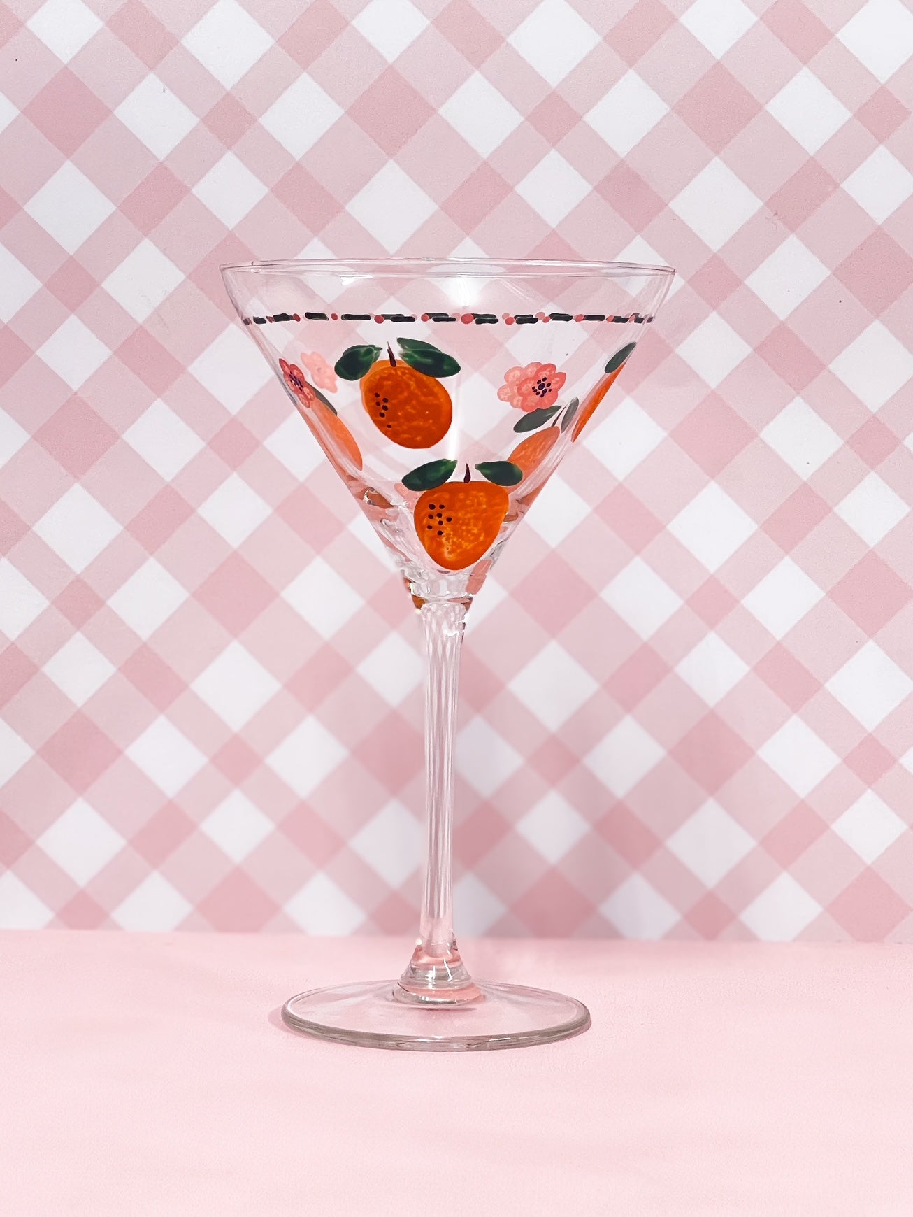 Hand-painted Martini Glass | Upcycled Glass | Citrus Bloom