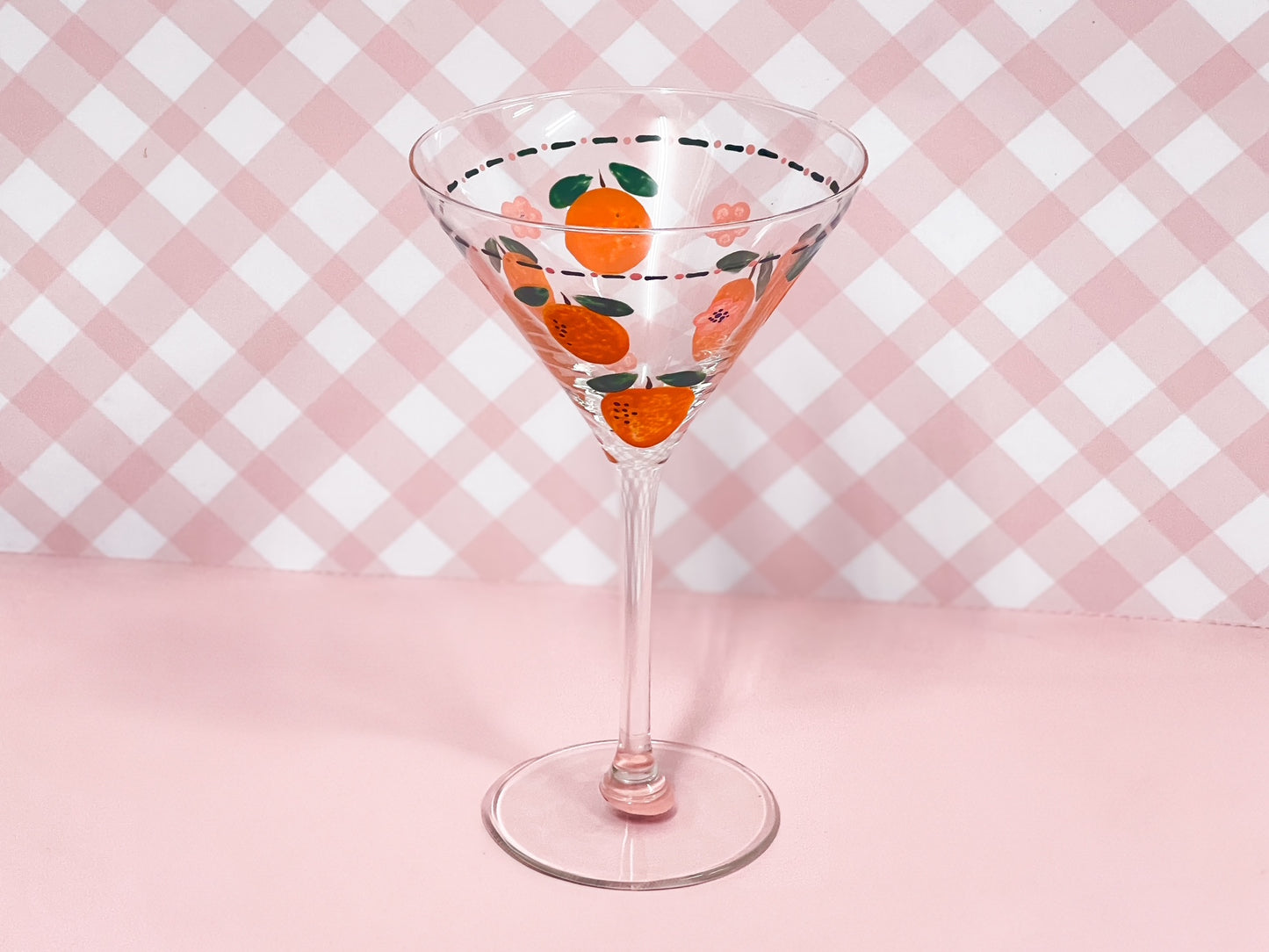 Hand-painted Martini Glass | Upcycled Glass | Citrus Bloom