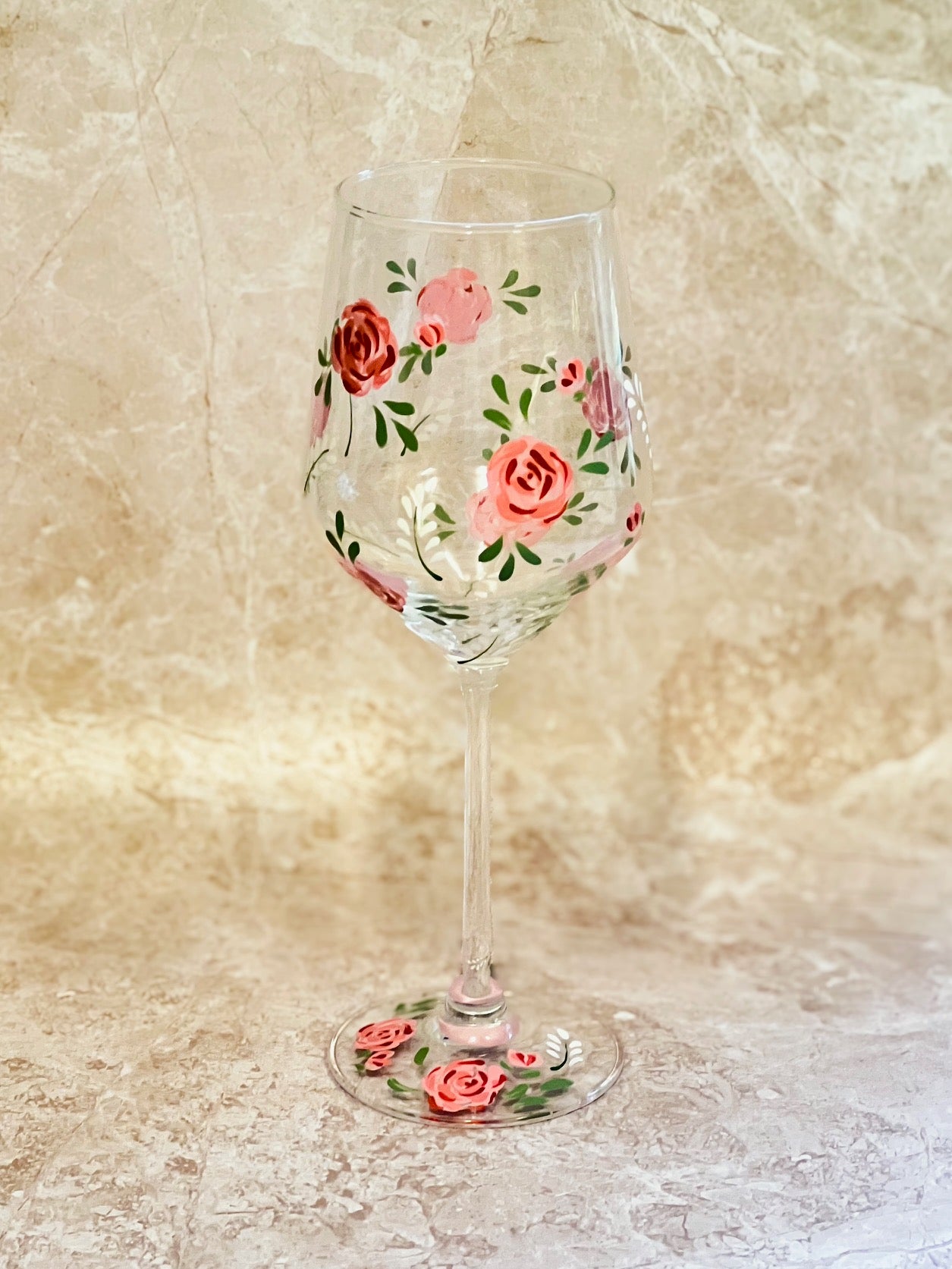 Hand-painted Wine Glass - Rosie