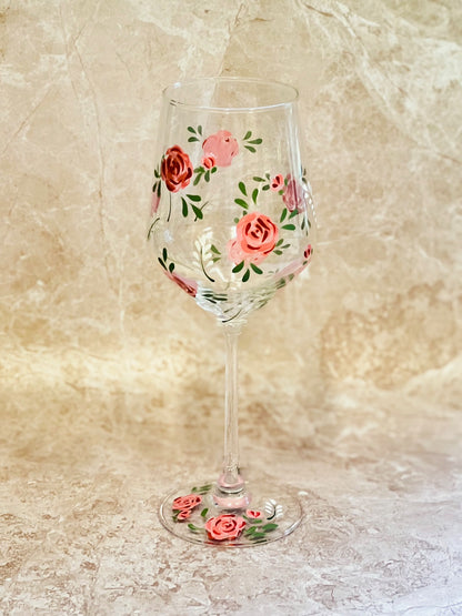 Hand-painted Wine Glass - Rosie