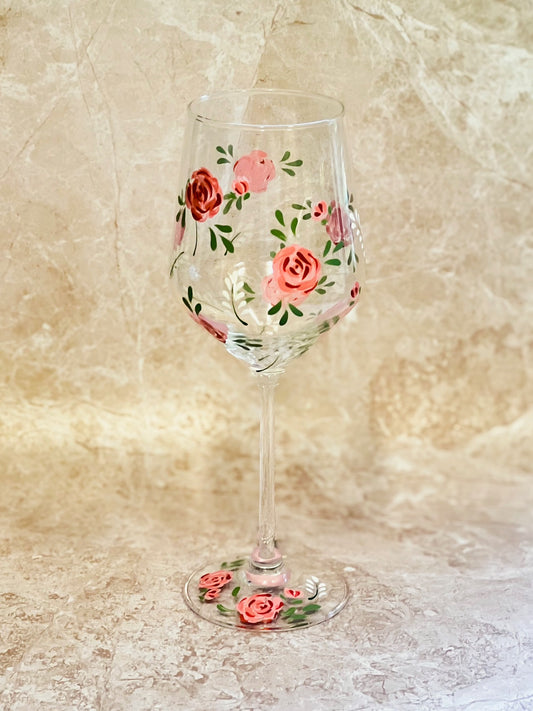 Hand-painted Wine Glass - Rosie
