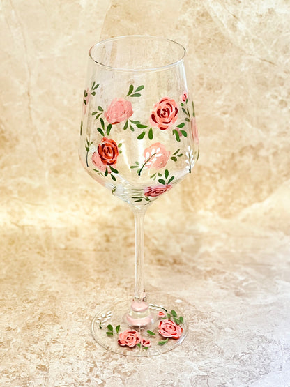 Hand-painted Wine Glass - Rosie
