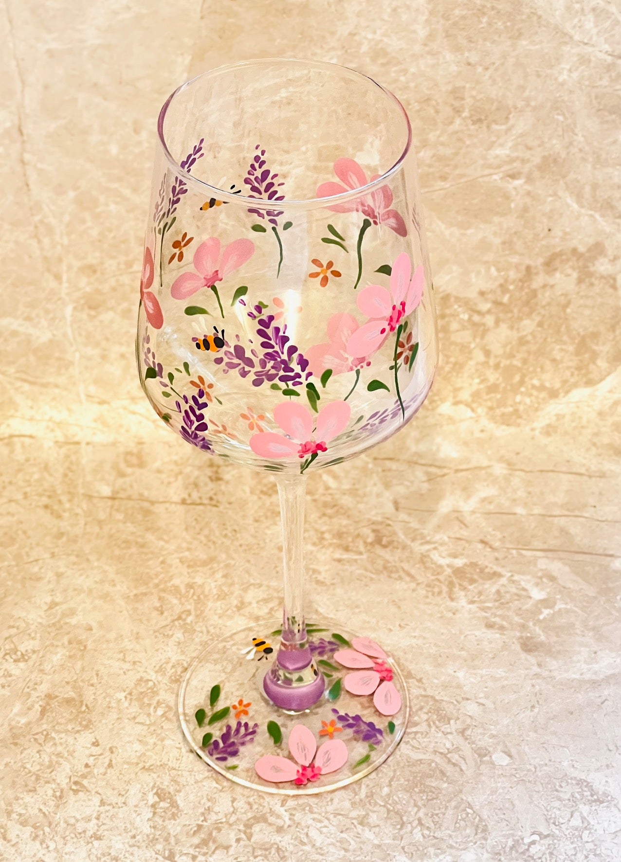 Hand-painted Wine Glass - Francesca