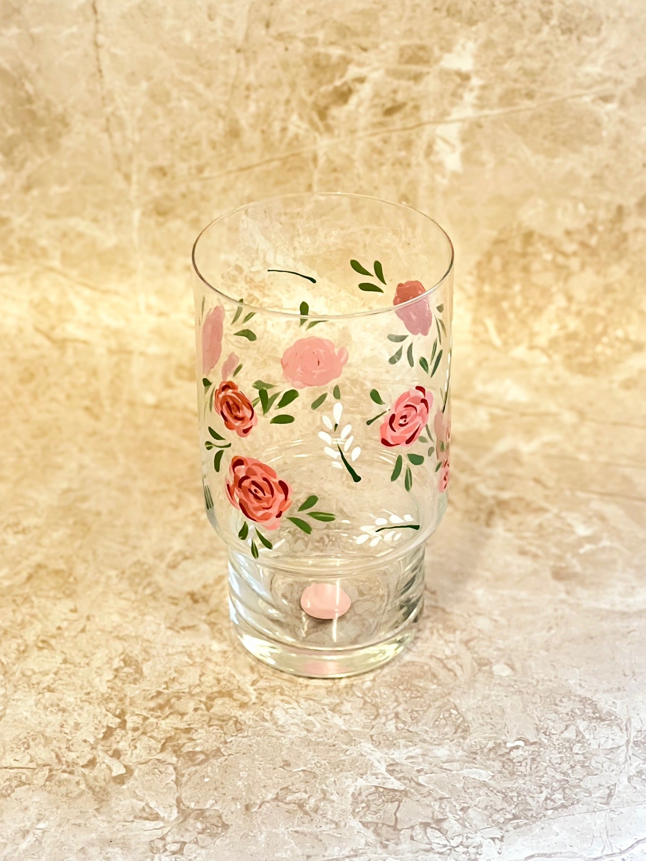 Hand-painted Highball Glass - Rosie