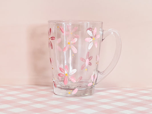 Hand-Painted Coffee Mug | Pink Mini Daisy