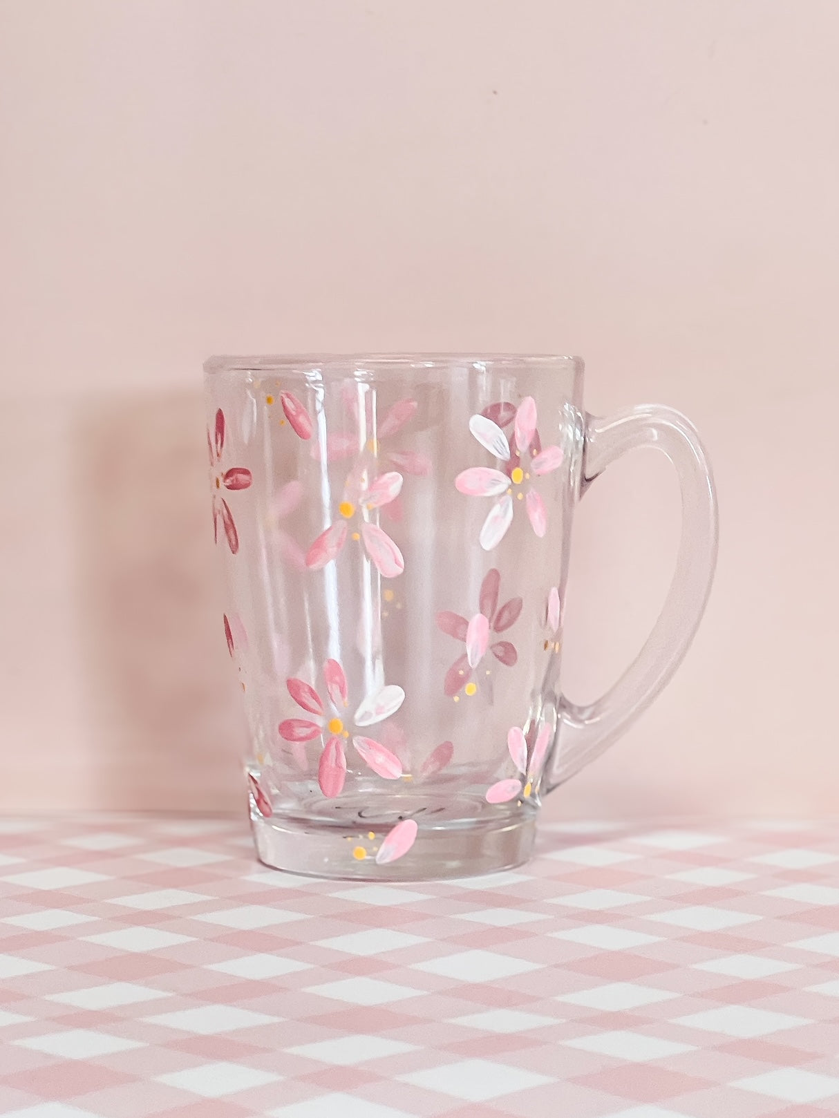 Hand-Painted Coffee Mug | Pink Mini Daisy