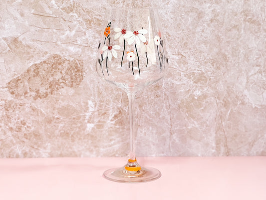 Hand-painted Wine Glass - Wanderbloom (Upcycled Glass)
