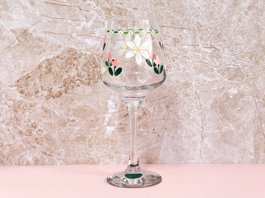 Hand-painted Wine Glass - Petal Stitch