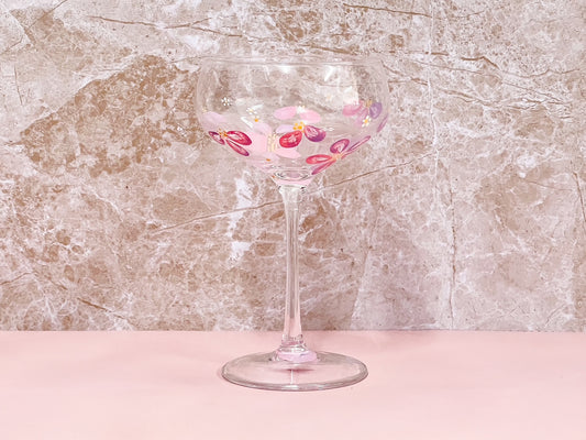 Hand-painted Coupe Glass - Liliora (Upcycled Glass)