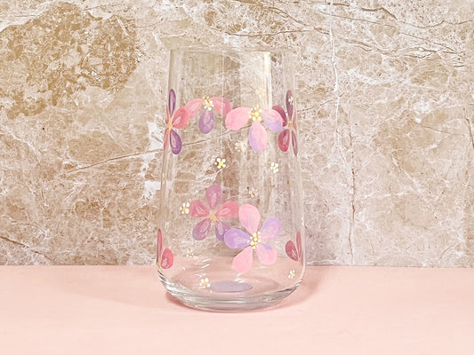 Hand-painted Tall Glass - Liliora (Upcycled Glass)