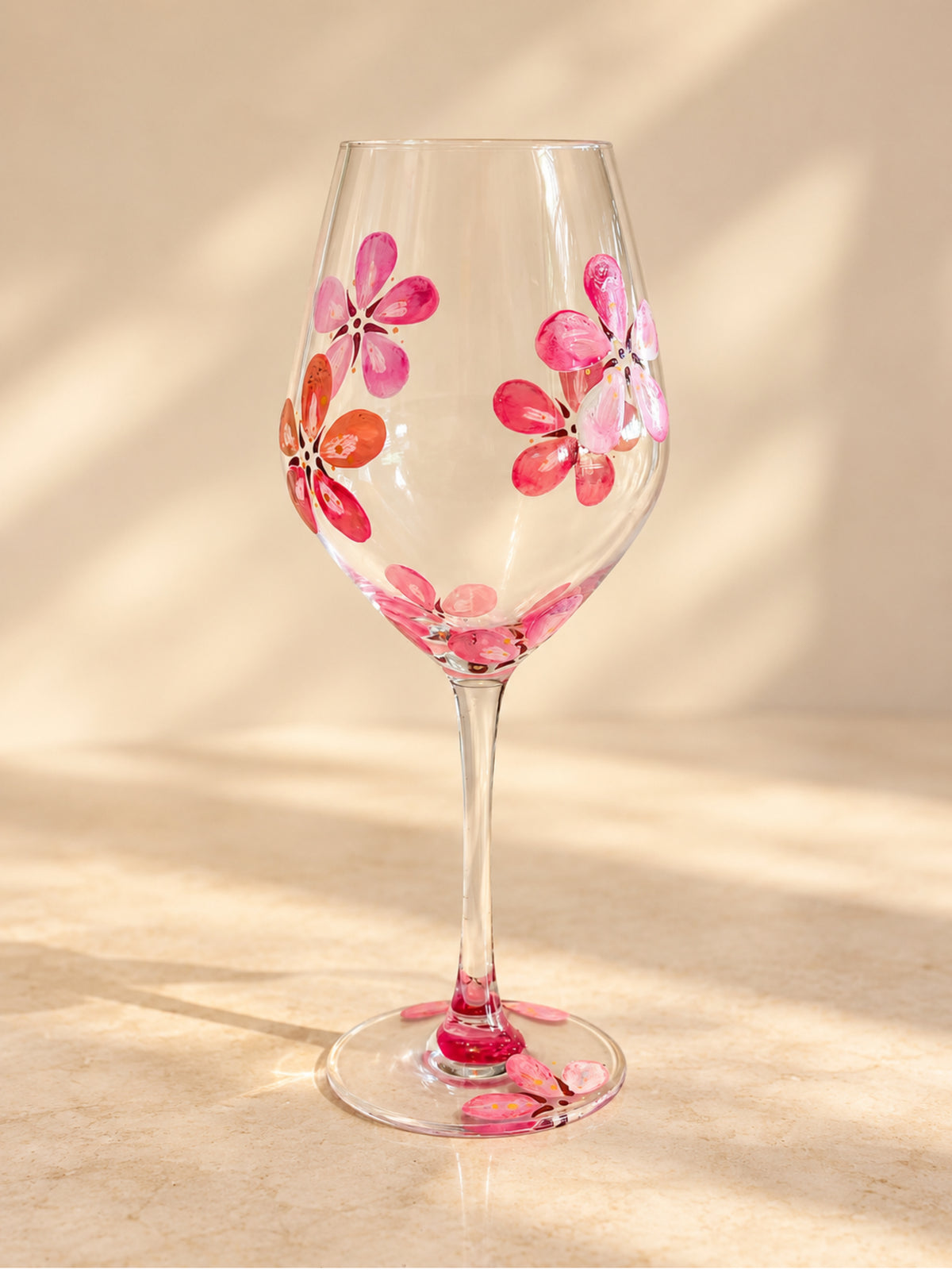 Hand-painted Wine Glass - Cherry Blossom